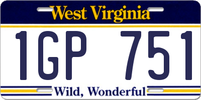 WV license plate 1GP751