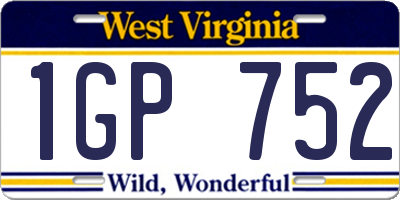 WV license plate 1GP752