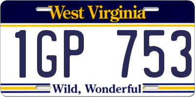WV license plate 1GP753