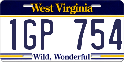 WV license plate 1GP754