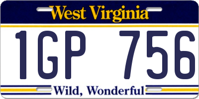WV license plate 1GP756