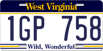 WV license plate 1GP758
