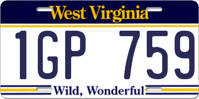 WV license plate 1GP759