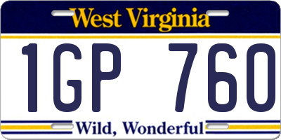 WV license plate 1GP760