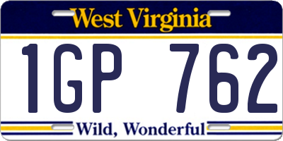 WV license plate 1GP762
