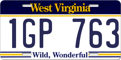 WV license plate 1GP763