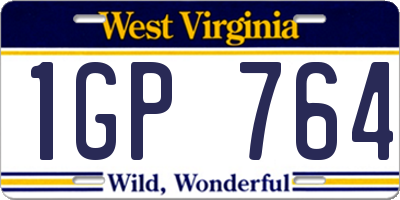 WV license plate 1GP764