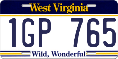 WV license plate 1GP765