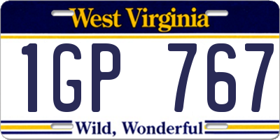 WV license plate 1GP767