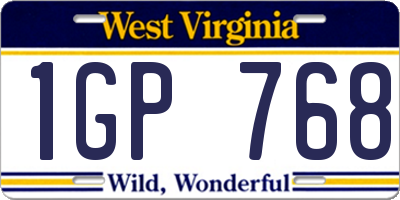 WV license plate 1GP768