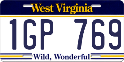 WV license plate 1GP769