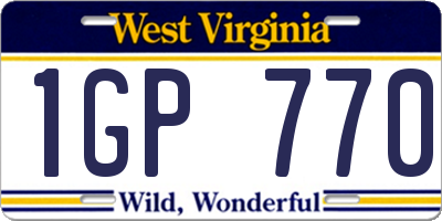 WV license plate 1GP770