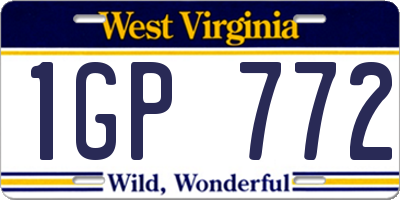 WV license plate 1GP772