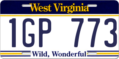 WV license plate 1GP773