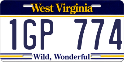 WV license plate 1GP774