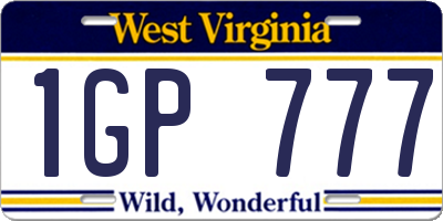 WV license plate 1GP777