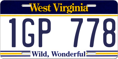 WV license plate 1GP778