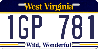 WV license plate 1GP781