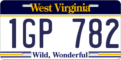 WV license plate 1GP782