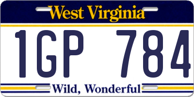 WV license plate 1GP784