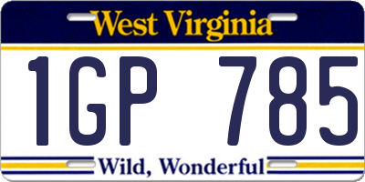 WV license plate 1GP785