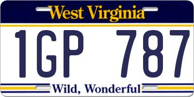 WV license plate 1GP787