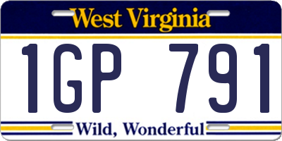 WV license plate 1GP791