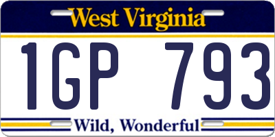 WV license plate 1GP793