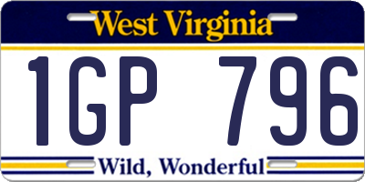 WV license plate 1GP796