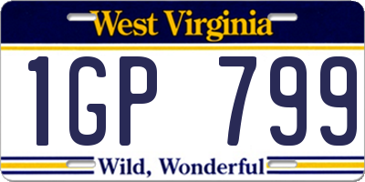 WV license plate 1GP799