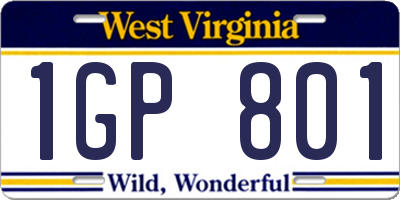 WV license plate 1GP801