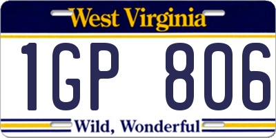 WV license plate 1GP806