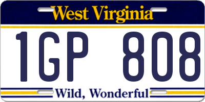 WV license plate 1GP808