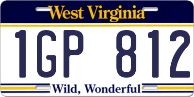 WV license plate 1GP812
