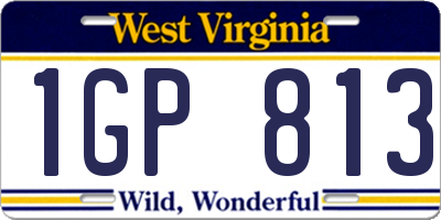 WV license plate 1GP813