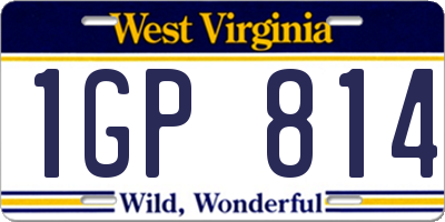 WV license plate 1GP814