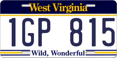 WV license plate 1GP815