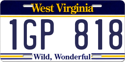 WV license plate 1GP818