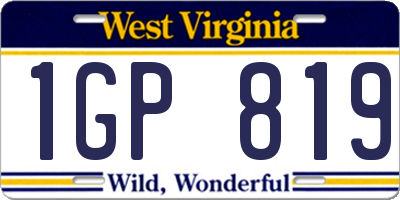 WV license plate 1GP819
