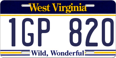 WV license plate 1GP820
