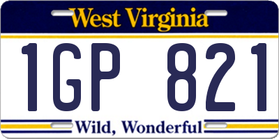 WV license plate 1GP821