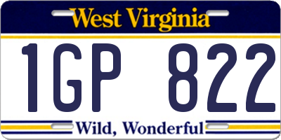 WV license plate 1GP822