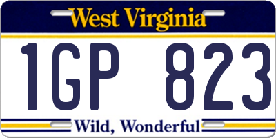 WV license plate 1GP823