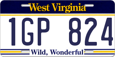 WV license plate 1GP824