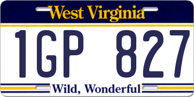 WV license plate 1GP827