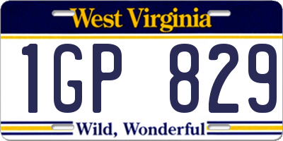 WV license plate 1GP829