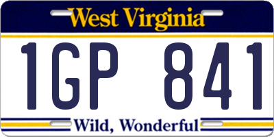 WV license plate 1GP841
