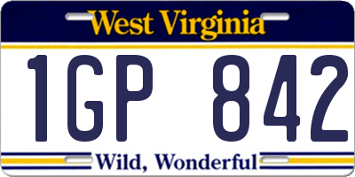 WV license plate 1GP842