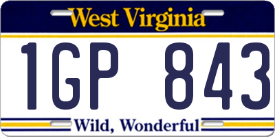 WV license plate 1GP843