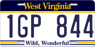 WV license plate 1GP844
